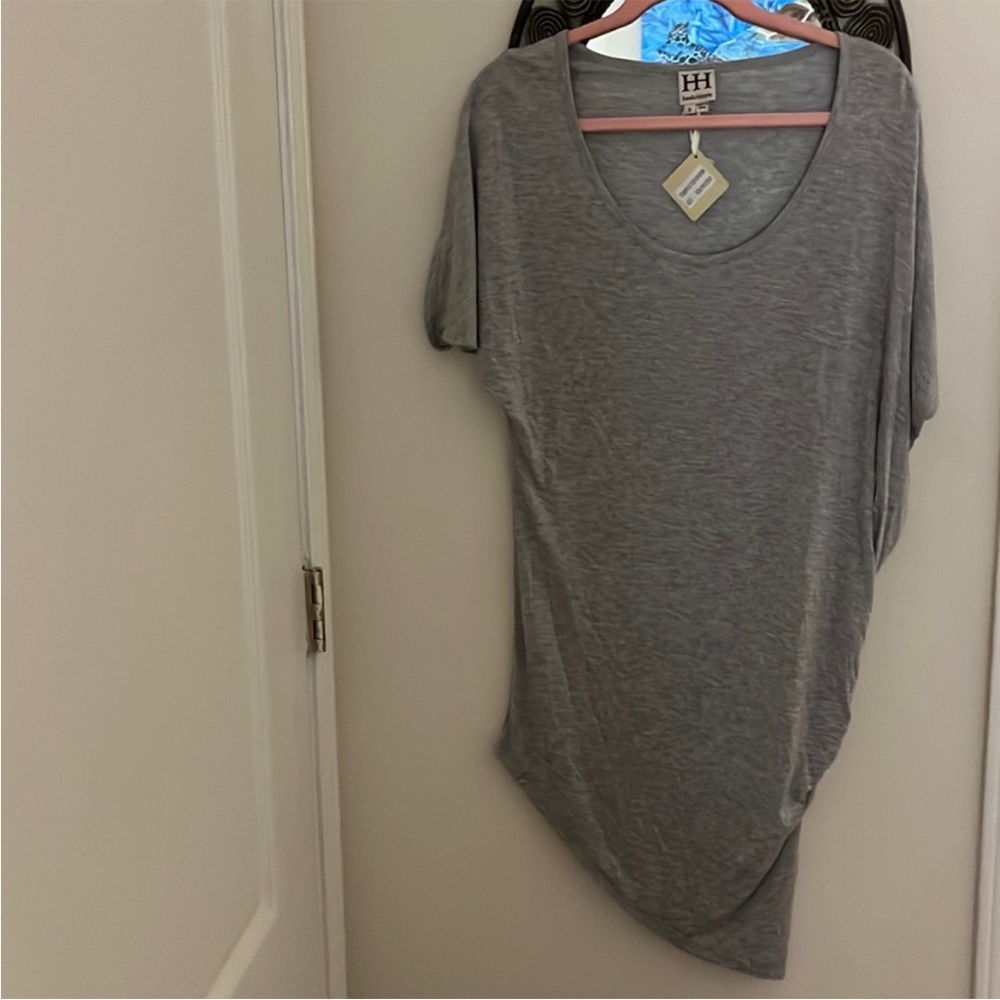 Women’s Haute Hippie dress Model fabric gray small ruched side Midi